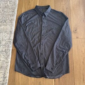 Lululemon Commission Button Down Shirt Men's Large Stretch Long Sleeve Grey Vent